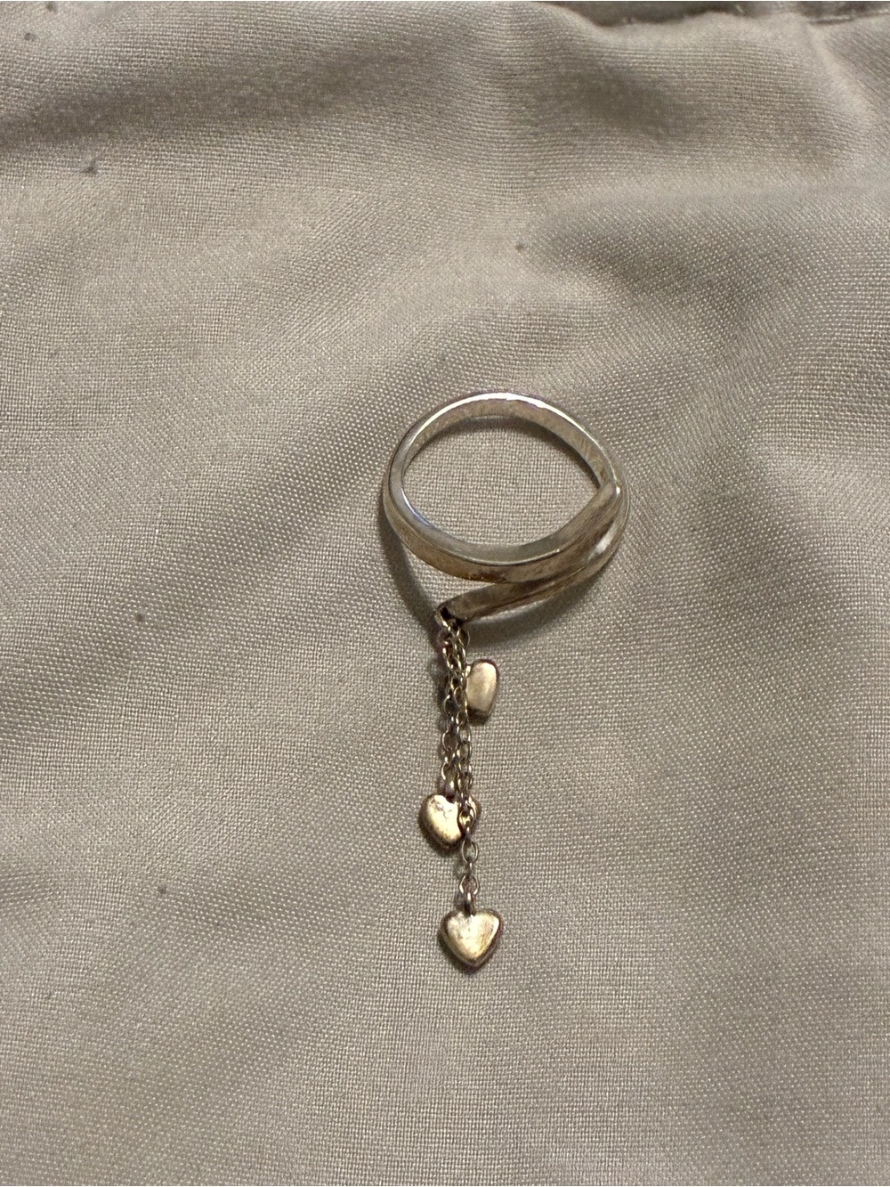 Sterling silver Dainty Heart Dangle Ring